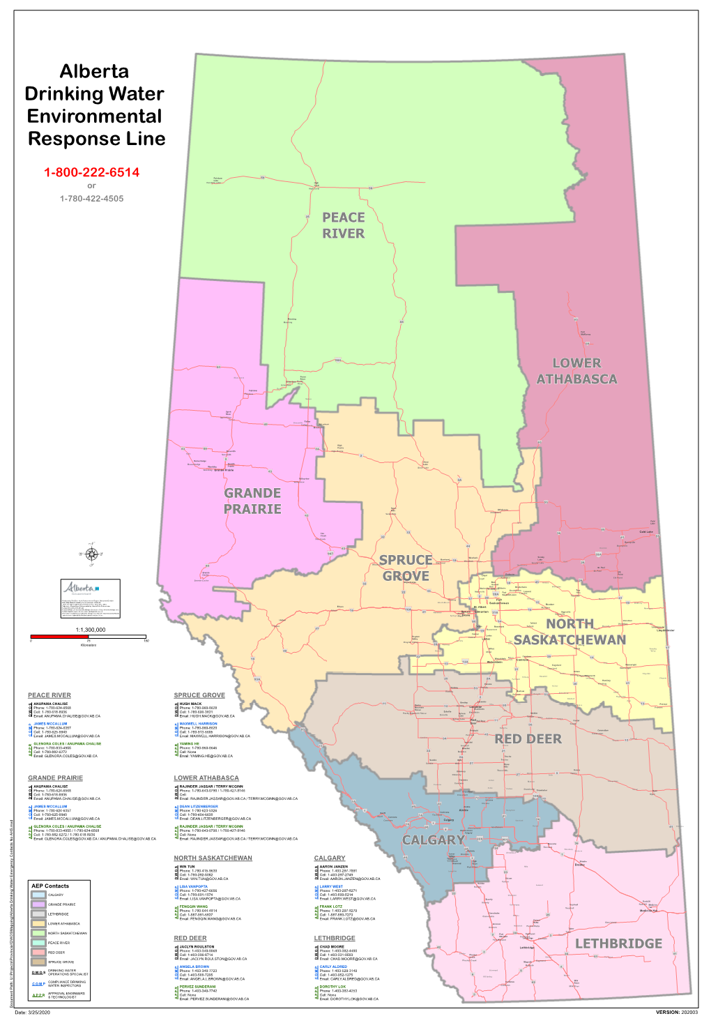 Alberta Drinking Water Environmental Response Line [And Contacts by Region]