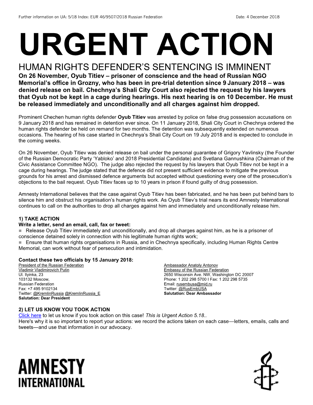 Urgent Action