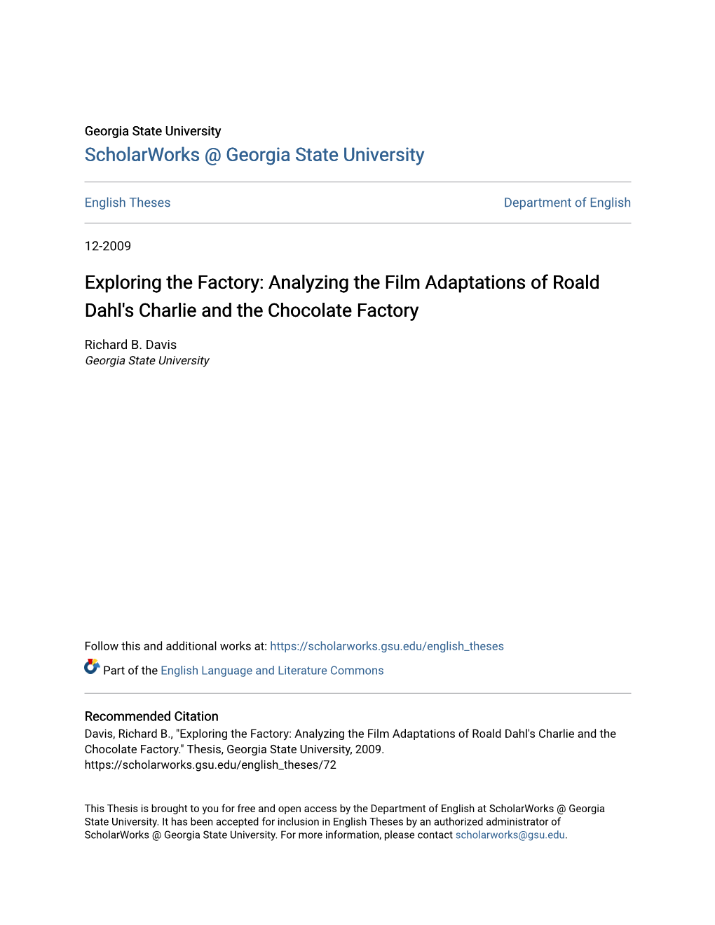 Analyzing the Film Adaptations of Roald Dahl's Charlie and the Chocolate Factory