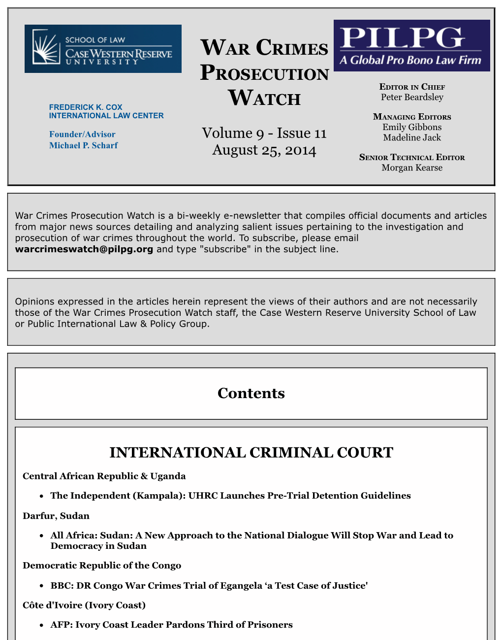 War Crimes Prosecution Watch