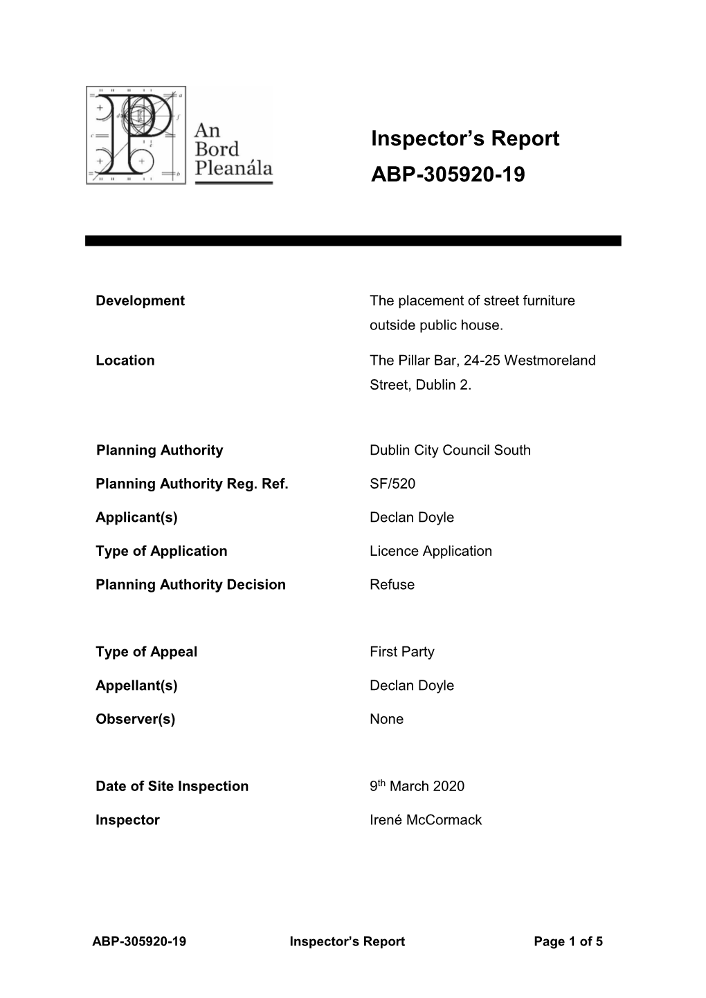 Inspector's Report ABP-305920-19