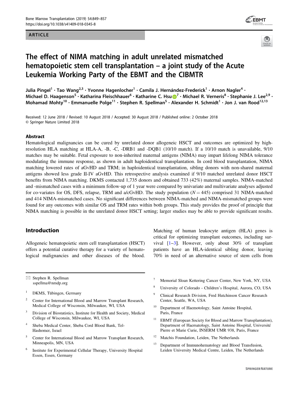 The Effect of NIMA Matching in Adult Unrelated Mismatched