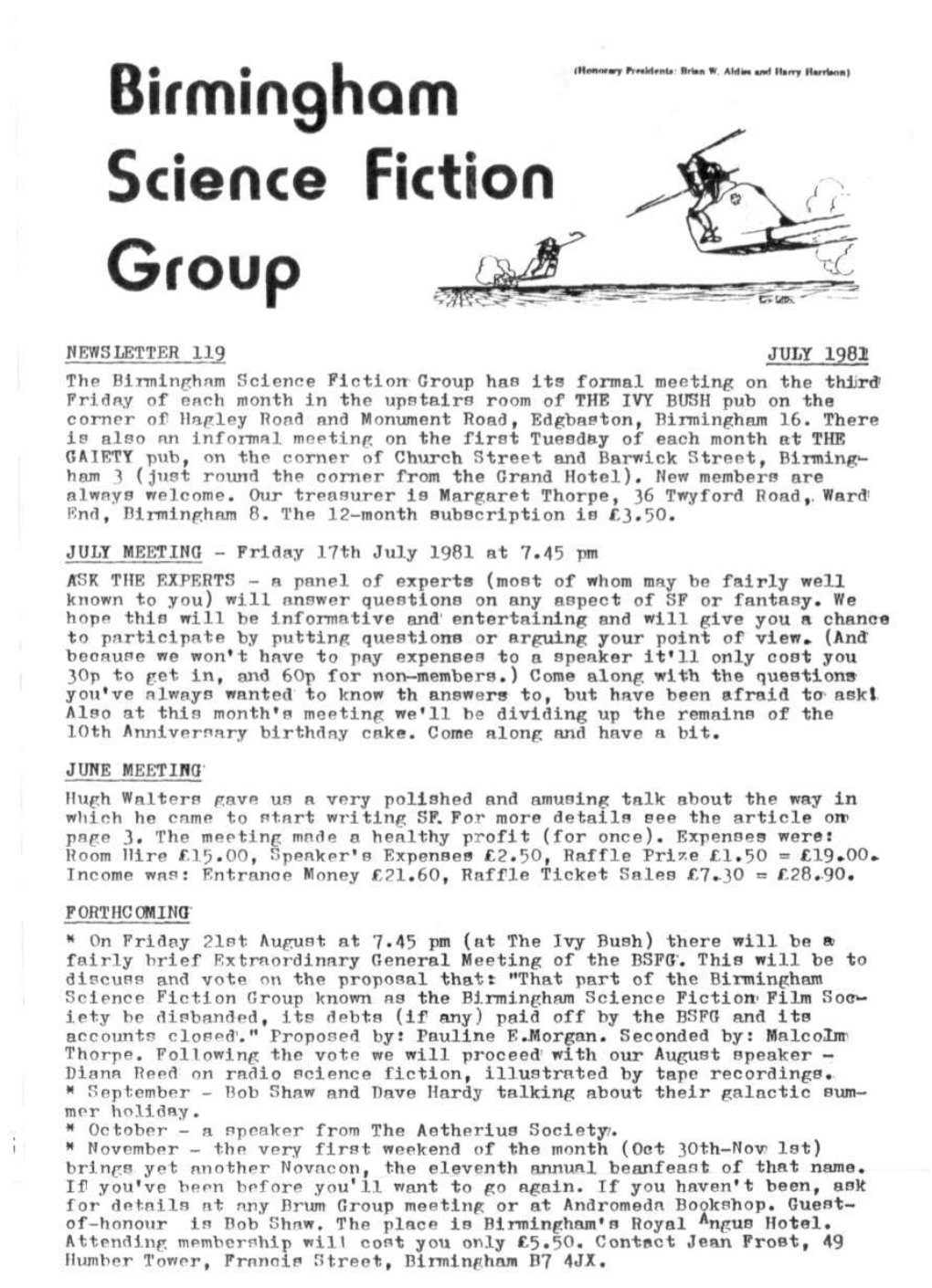 Birmingham Science Fiction Group Newsletter