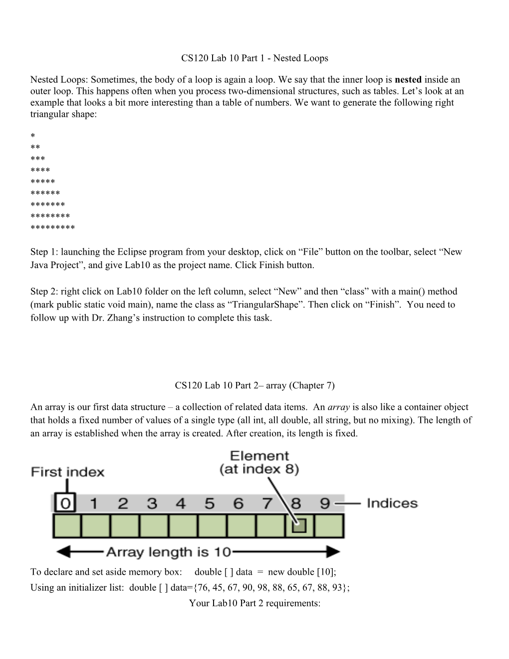 CS120 Lab 9 Array (Chapter 7)