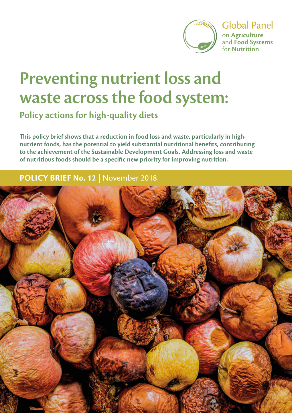 Preventing Nutrient Loss and Waste Across the Food System: Policy Actions for High-Quality Diets