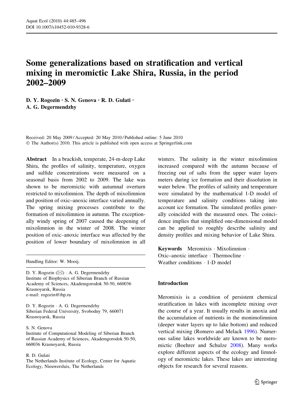 Some Generalizations Based on Stratification and Vertical Mixing In