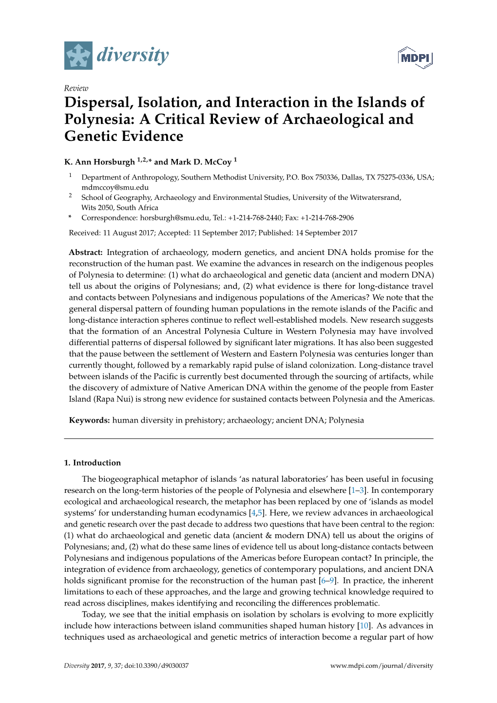 Dispersal, Isolation, and Interaction in the Islands of Polynesia: a Critical Review of Archaeological and Genetic Evidence