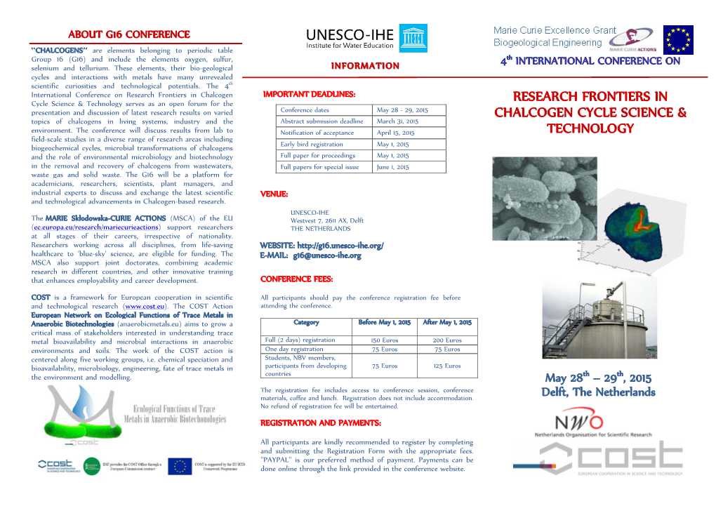 Research Frontiers in Chalcogen Cycle Science & Technology