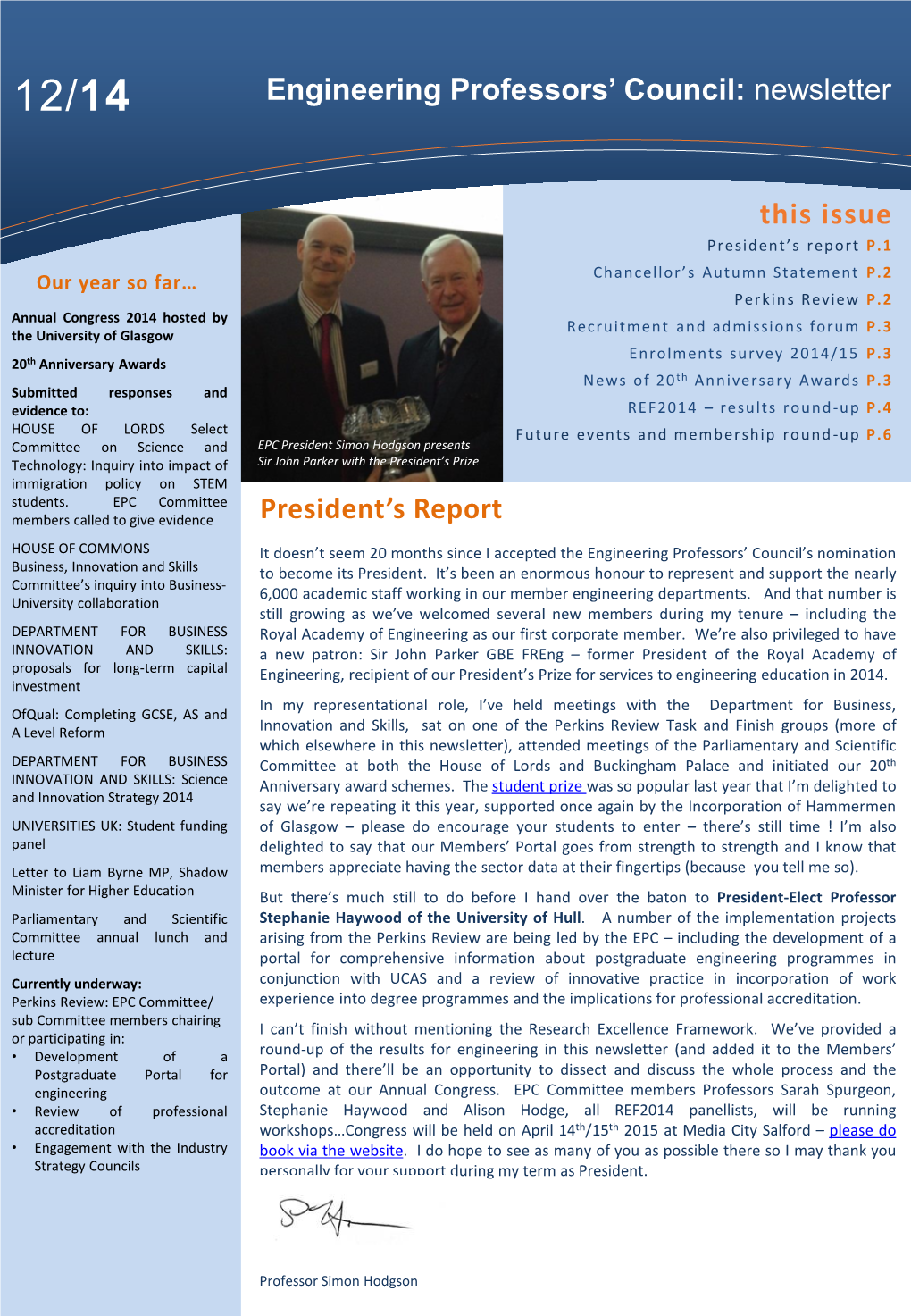 Newsletter President's Report This