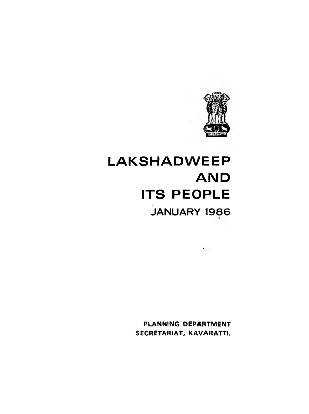 Lakshadweep and Its People January 1986