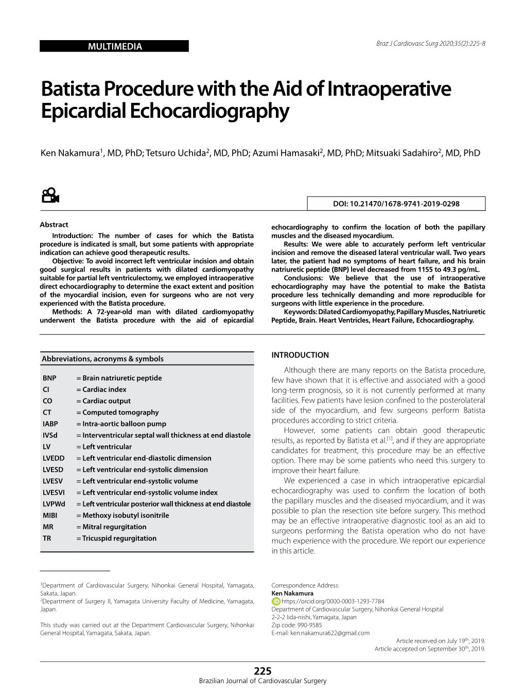 Batista Procedure with the Aid of Intraoperative Epicardial Echocardiography
