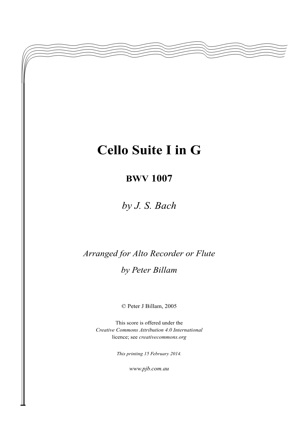 Cello Suite I in G
