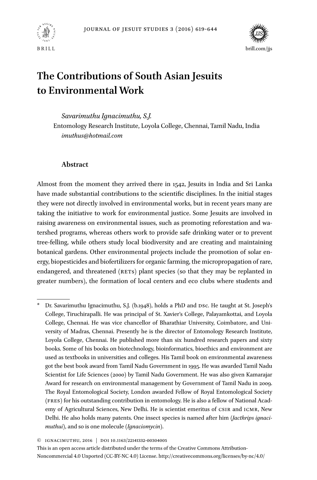 The Contributions of South Asian Jesuits to Environmental Work