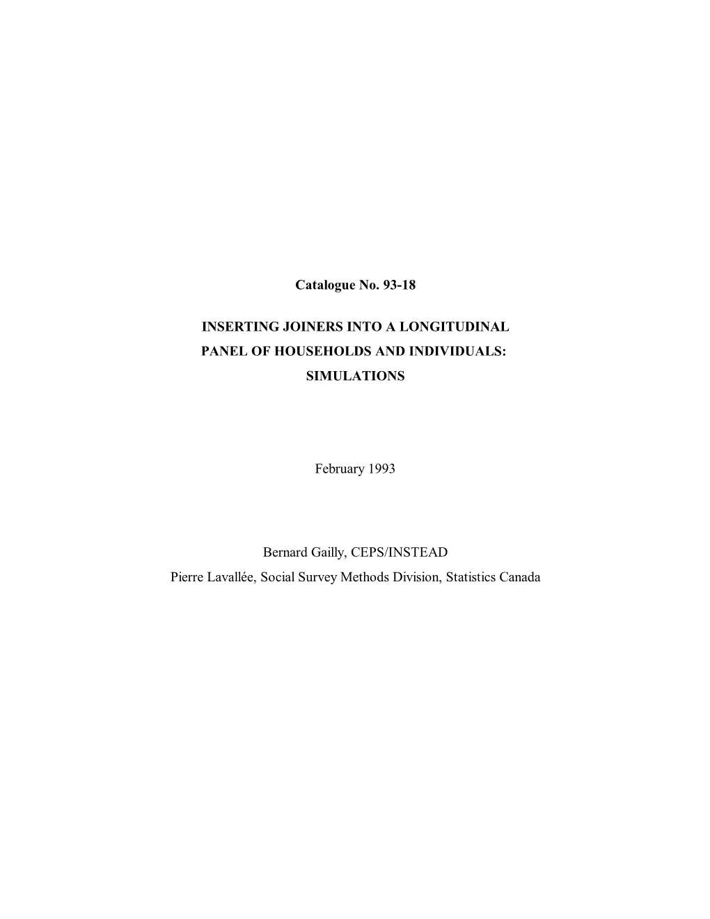 Catalogue No. 93-18 INSERTING JOINERS INTO a LONGITUDINAL