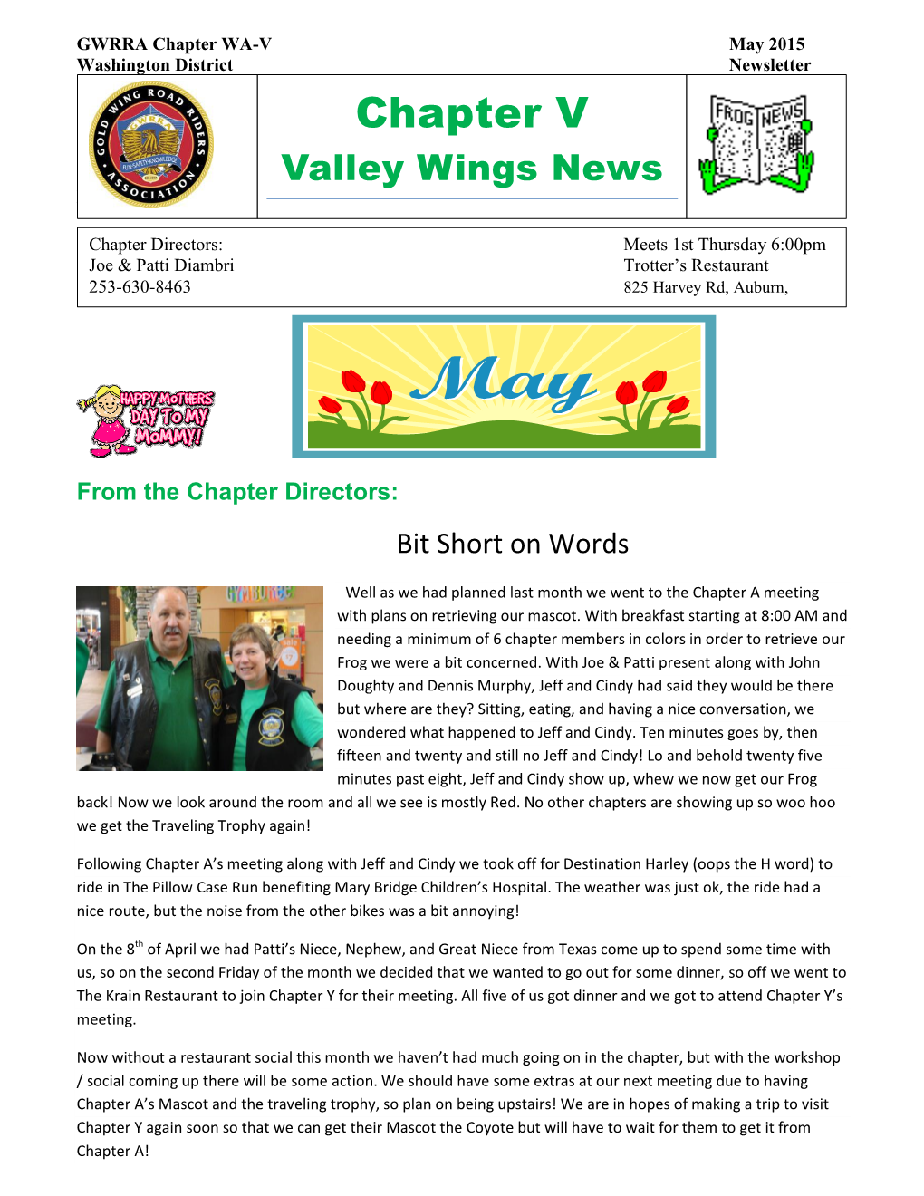 GWRRA Chapter WA-V May 2015 Washington District Newsletter