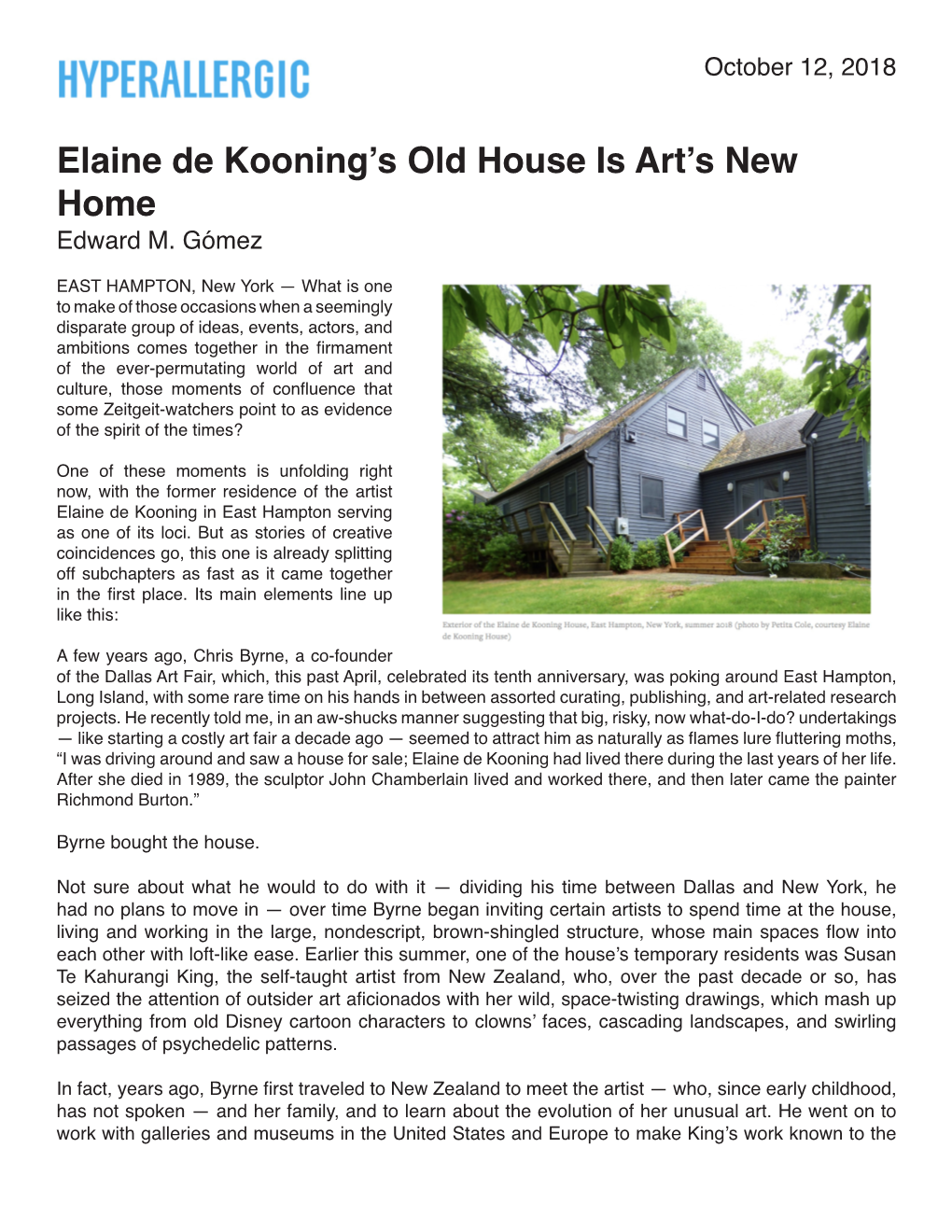 Elaine De Kooning's Old House Is Art's New Home