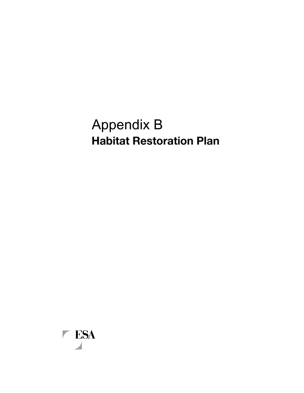 Appendix B Habitat Restoration Plan