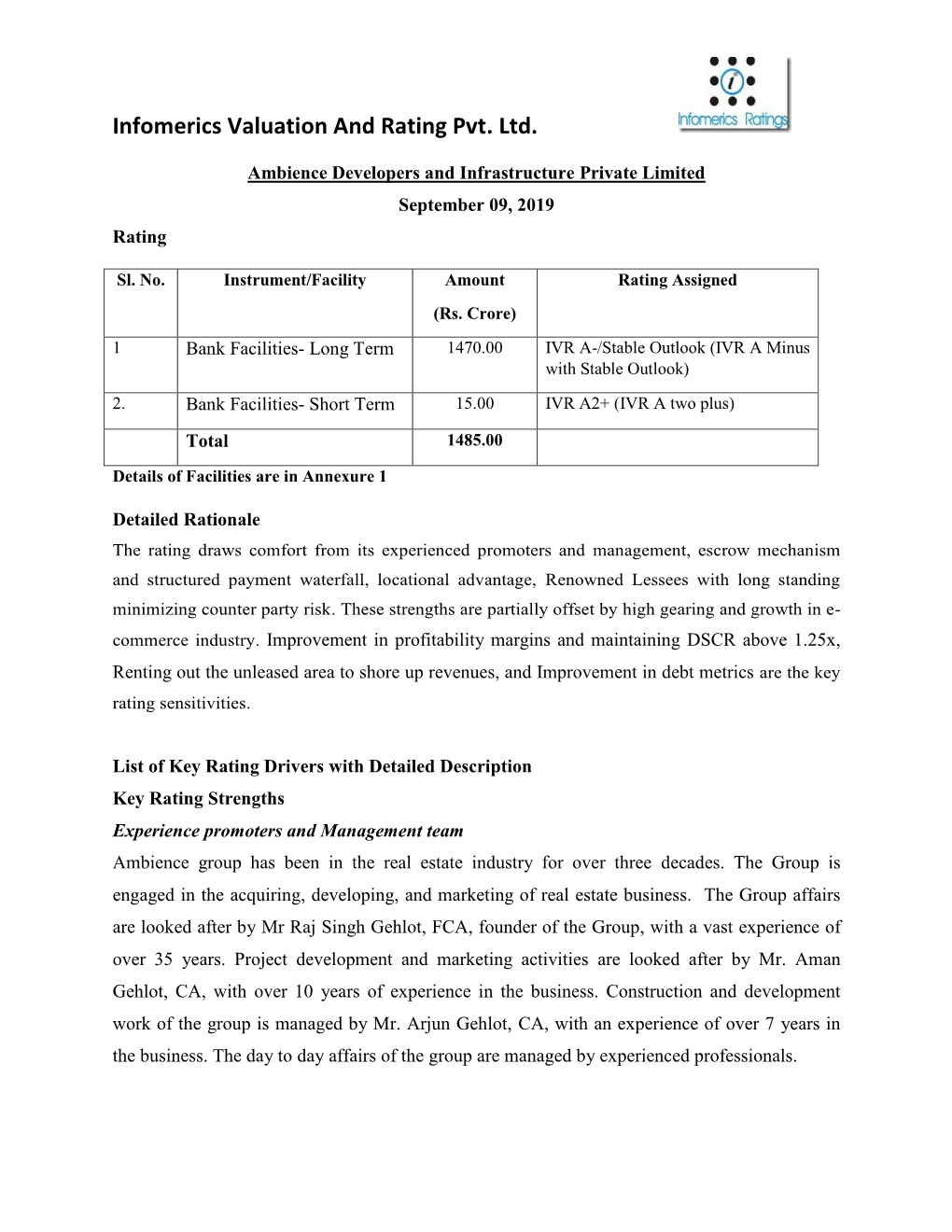 Infomerics Valuation and Rating Pvt. Ltd