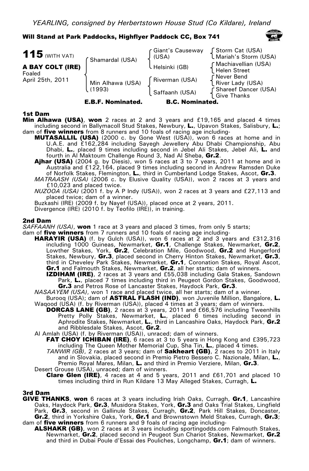 YEARLING, Consigned by Herbertstown House Stud (Co Kildare), Ireland