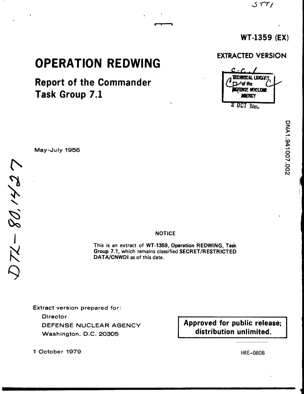 OPERATION REDWING Report of the Commander Task Group 7.1