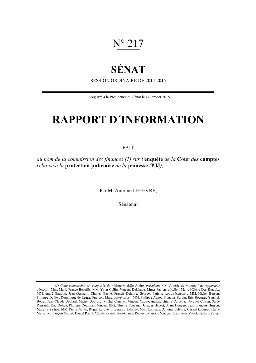 Sénat Rapport D'information Sur L'enquête De La Cour Des