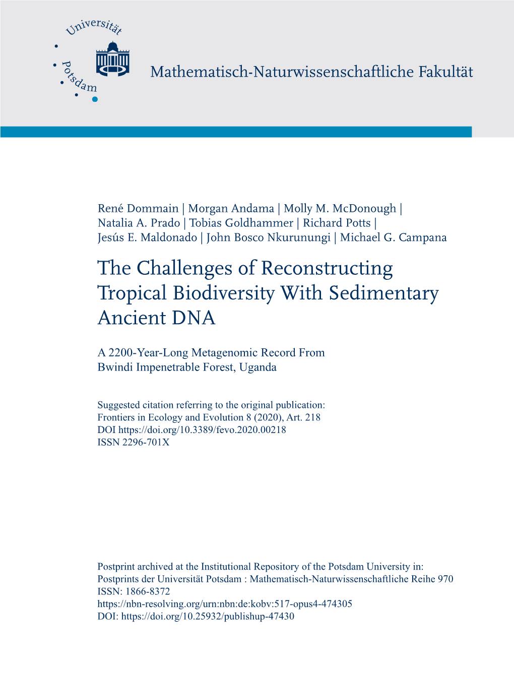 The Challenges of Reconstructing Tropical Biodiversity with Sedimentary Ancient DNA