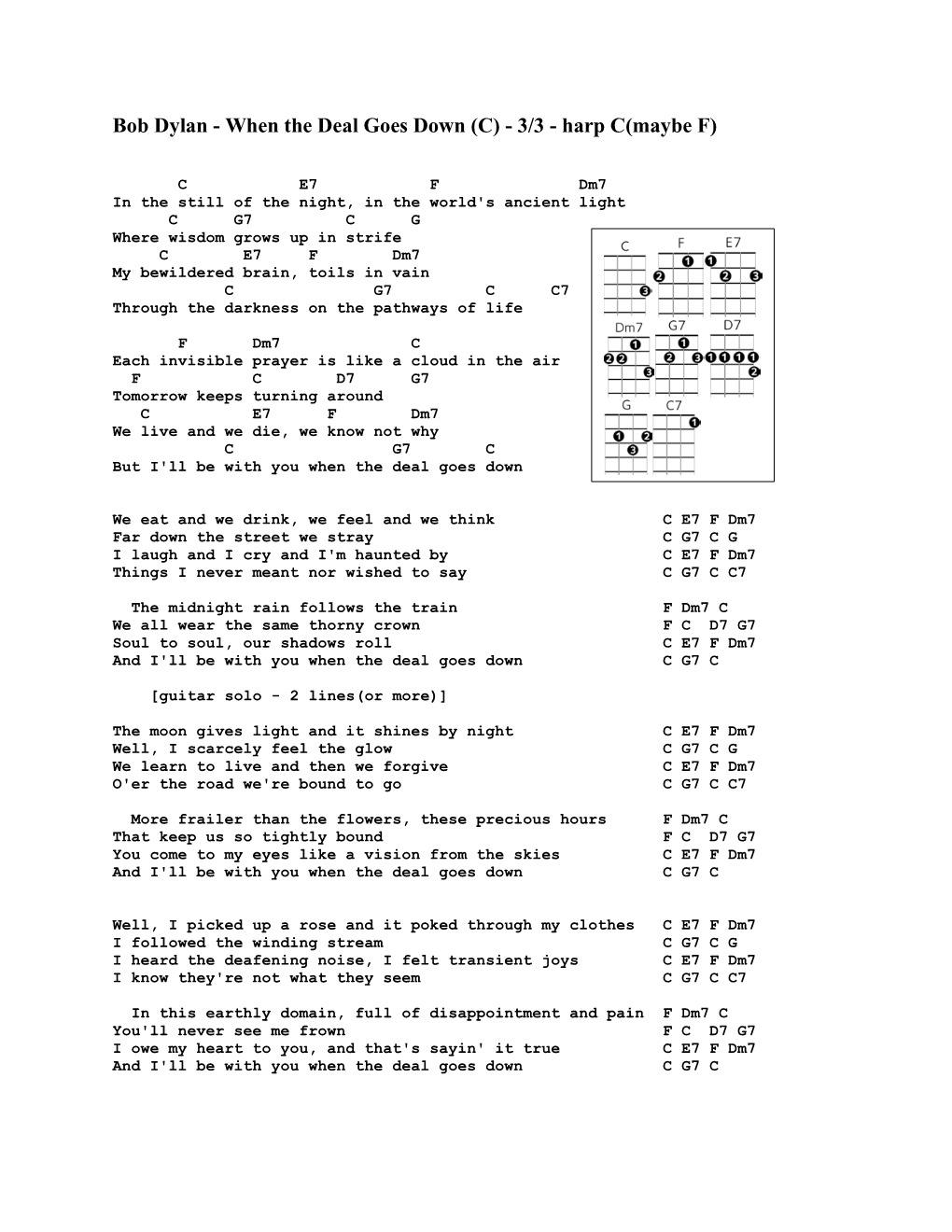 Bob Dylan - When the Deal Goes Down (C) - 3/3 - Harp C(Maybe F)