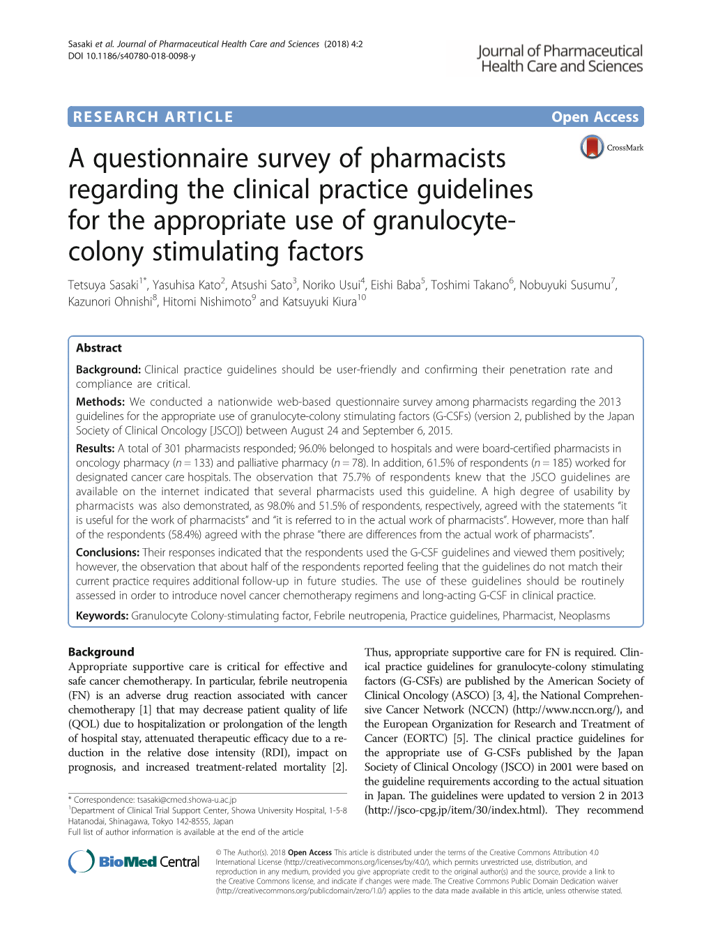 A Questionnaire Survey of Pharmacists Regarding the Clinical Practice