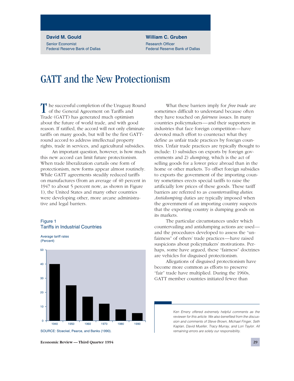 GATT and the New Protectionism