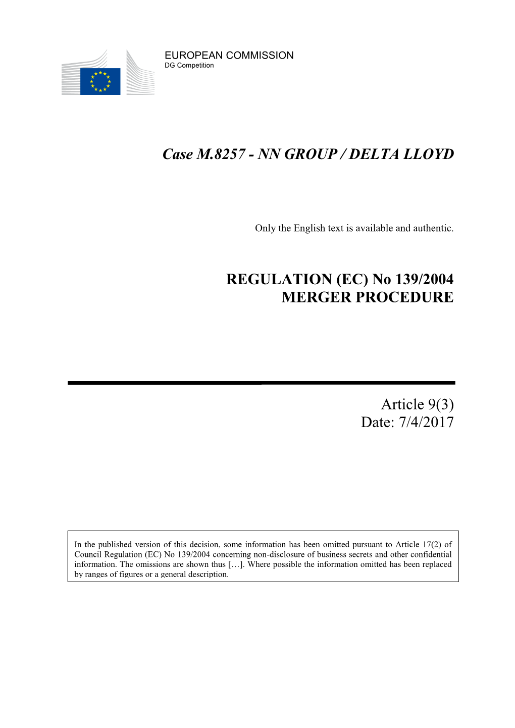 Nn Group / Delta Lloyd Regulation