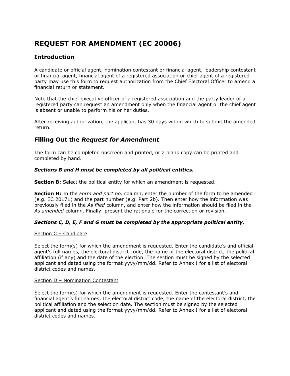 Request for Amendment (Ec 20006)