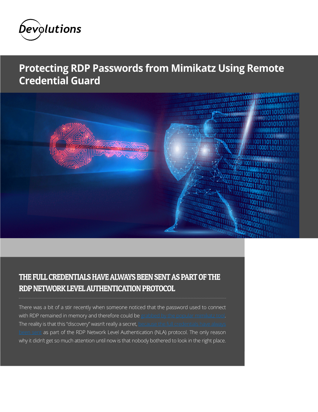 Protecting RDP Passwords from Mimikatz Using Remote Credential Guard