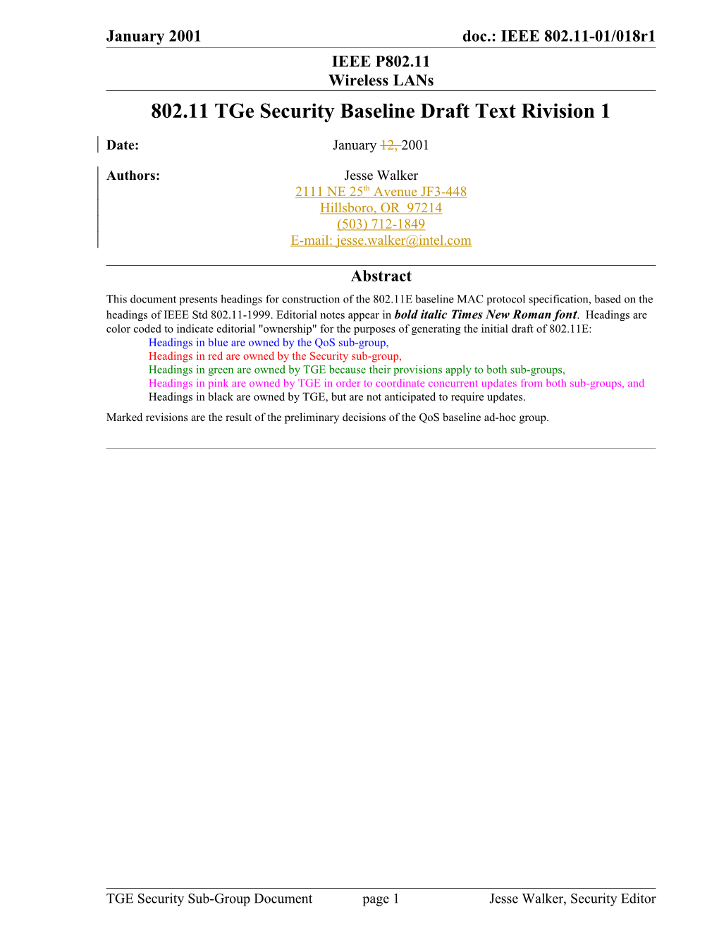 802.11 Tge Security Baseline Draft Text Rivision 1