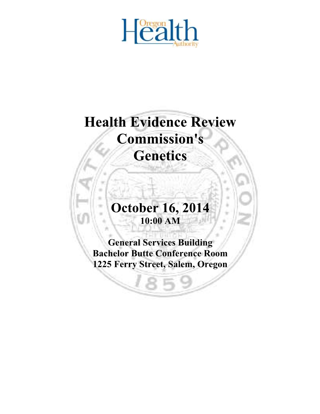 Health Evidence Review Commission's Genetics