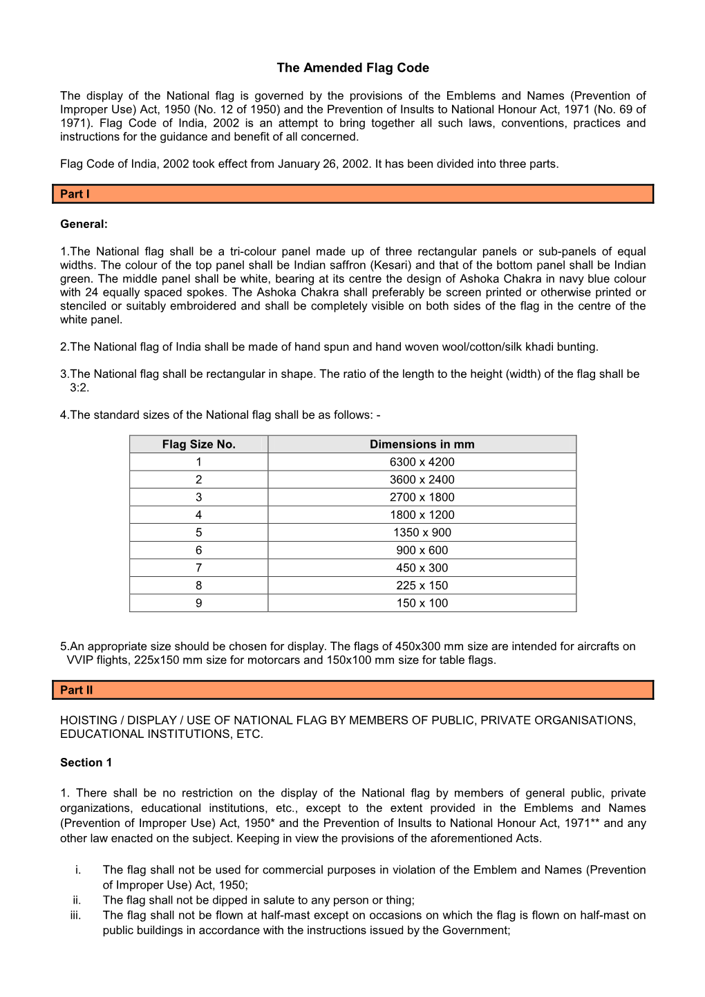 The Amended Flag Code