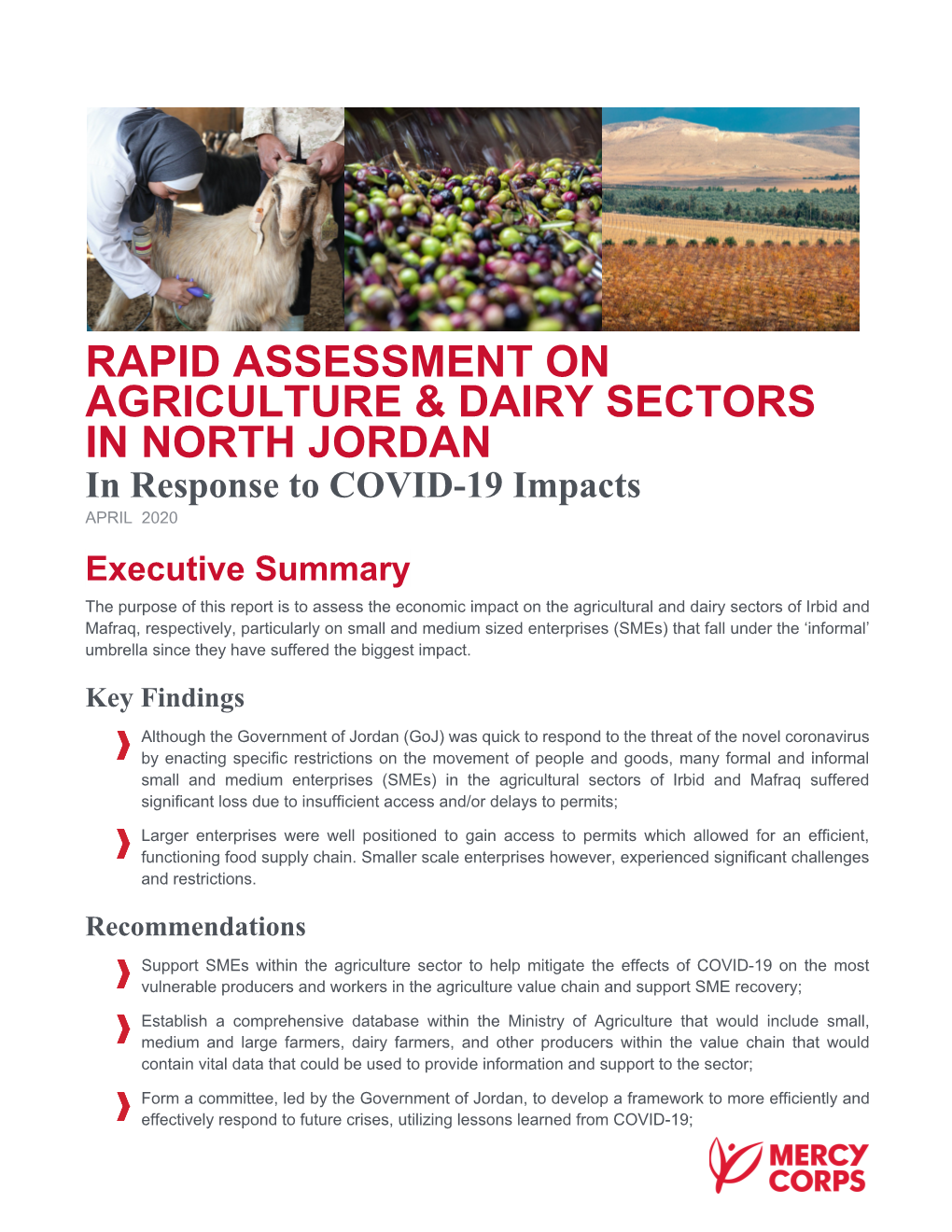 Rapid Assessment on Agriculture & Dairy