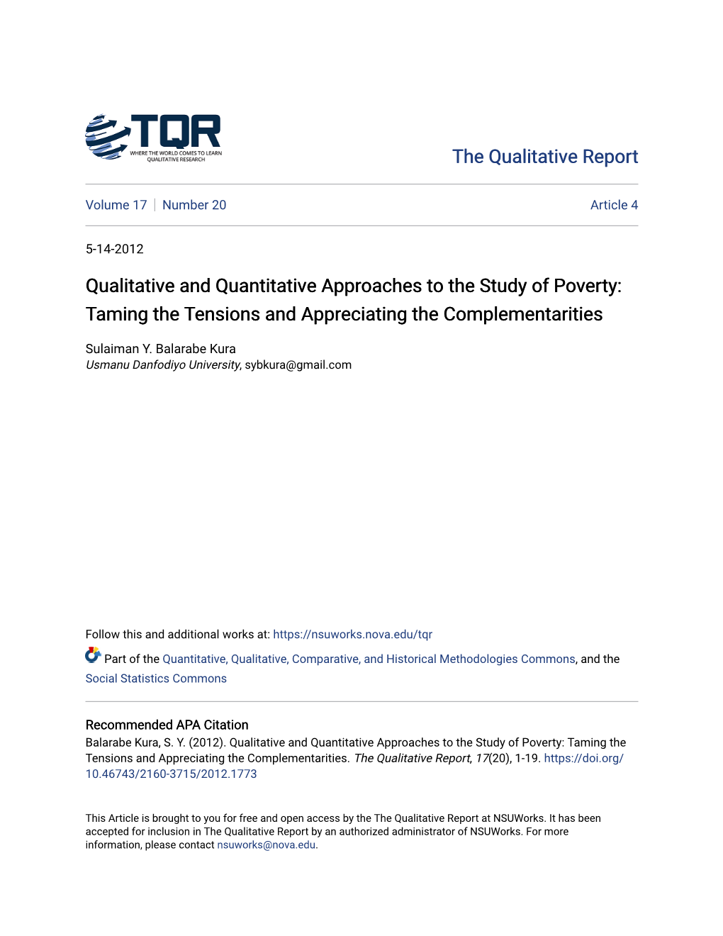 Qualitative and Quantitative Approaches to the Study of Poverty: Taming the Tensions and Appreciating the Complementarities