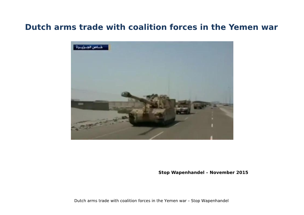Dutch Arms Trade with Coalition Forces in the Yemen War