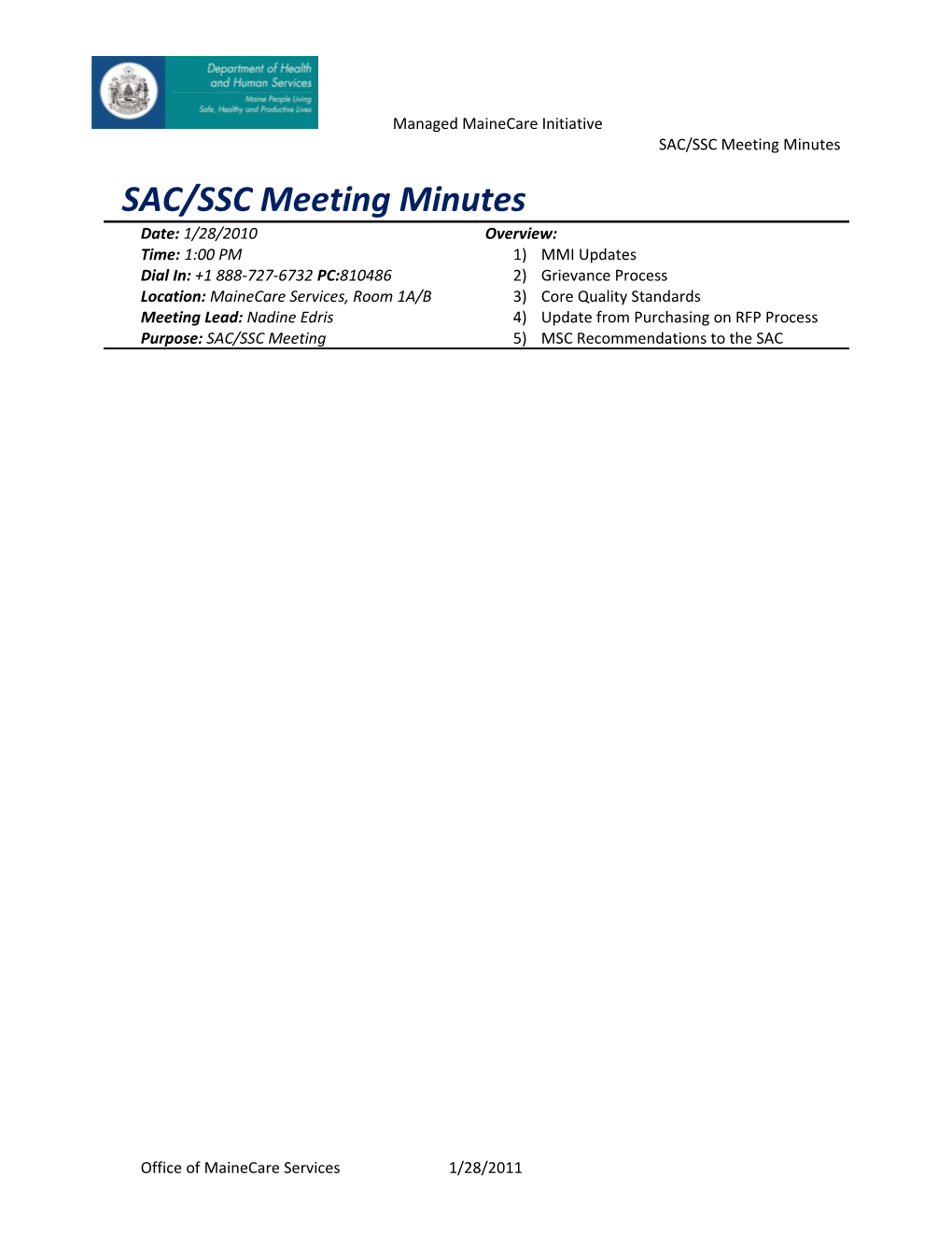 SAC/SSC Meeting Minutes