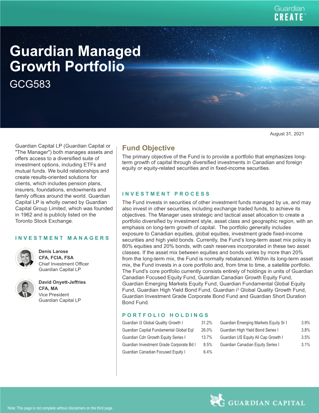 Guardian Managed Growth Portfolio GCG583