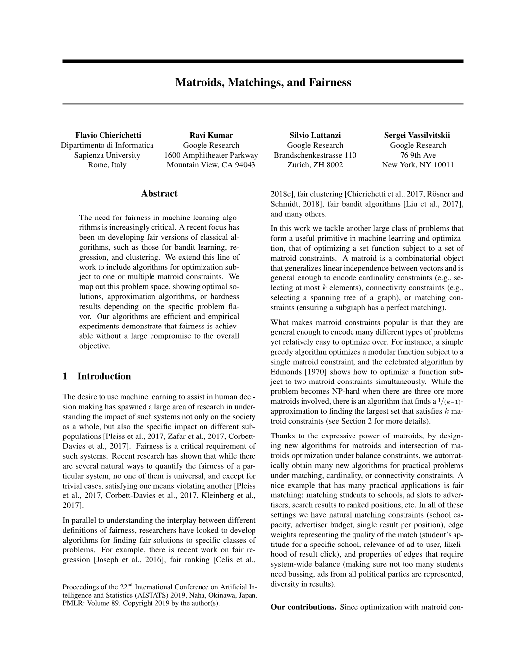 Matroids, Matchings, and Fairness