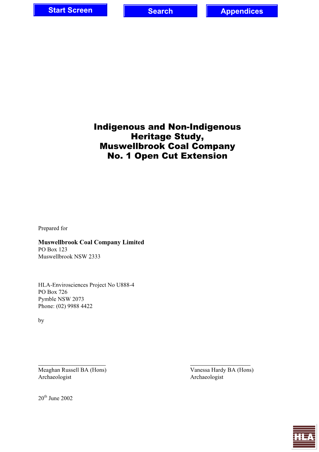 Appendix I – Indigenous & Non Indigenous Heritage Assessment