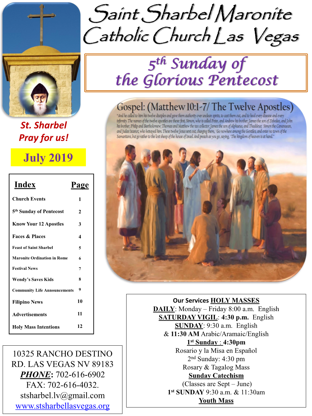 Saint Sharbel Maronite Catholic Church Las Vegas 5Th Sunday of the Glorious Pentecost