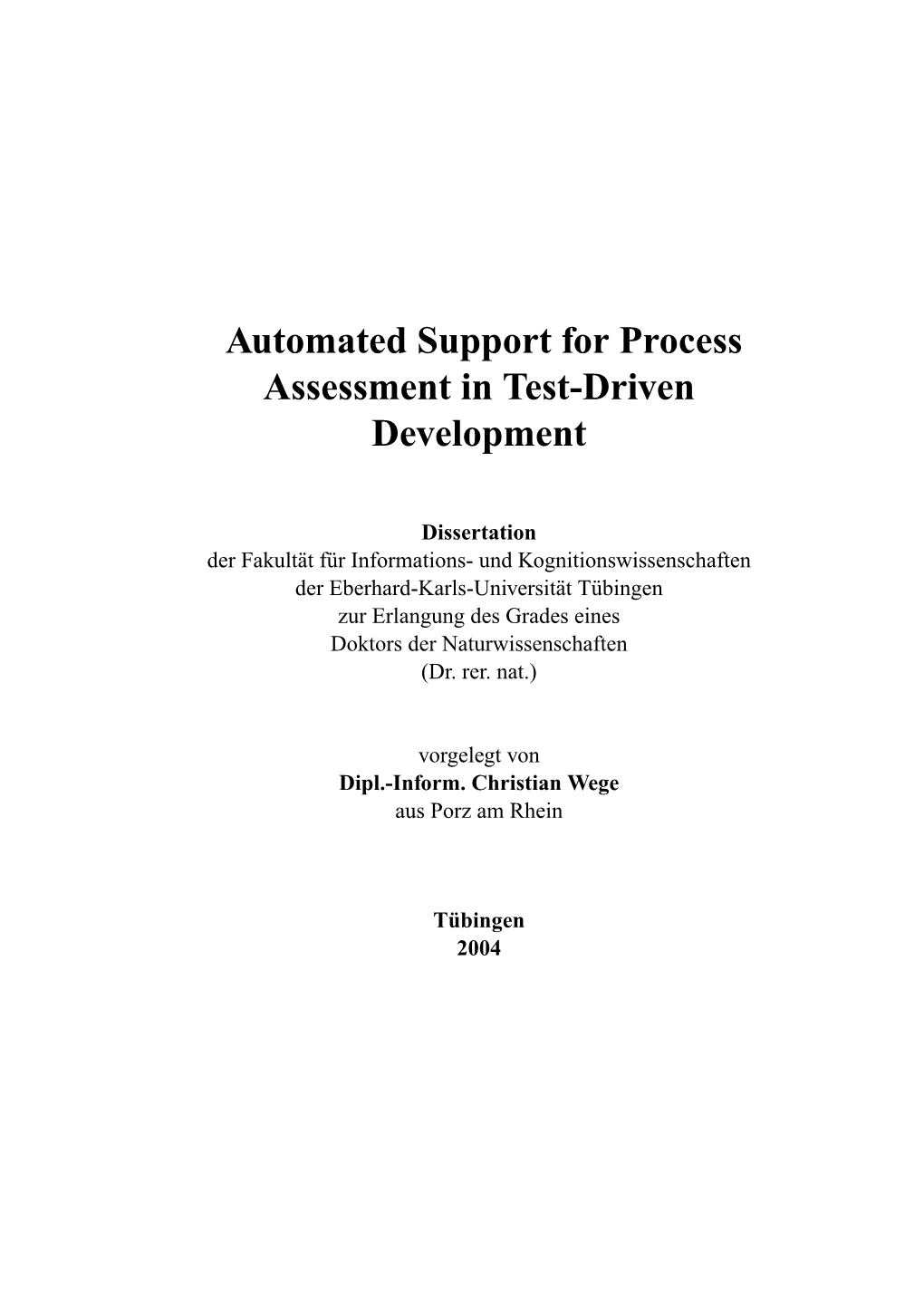 Automated Support for Process Assessment in Test-Driven Development