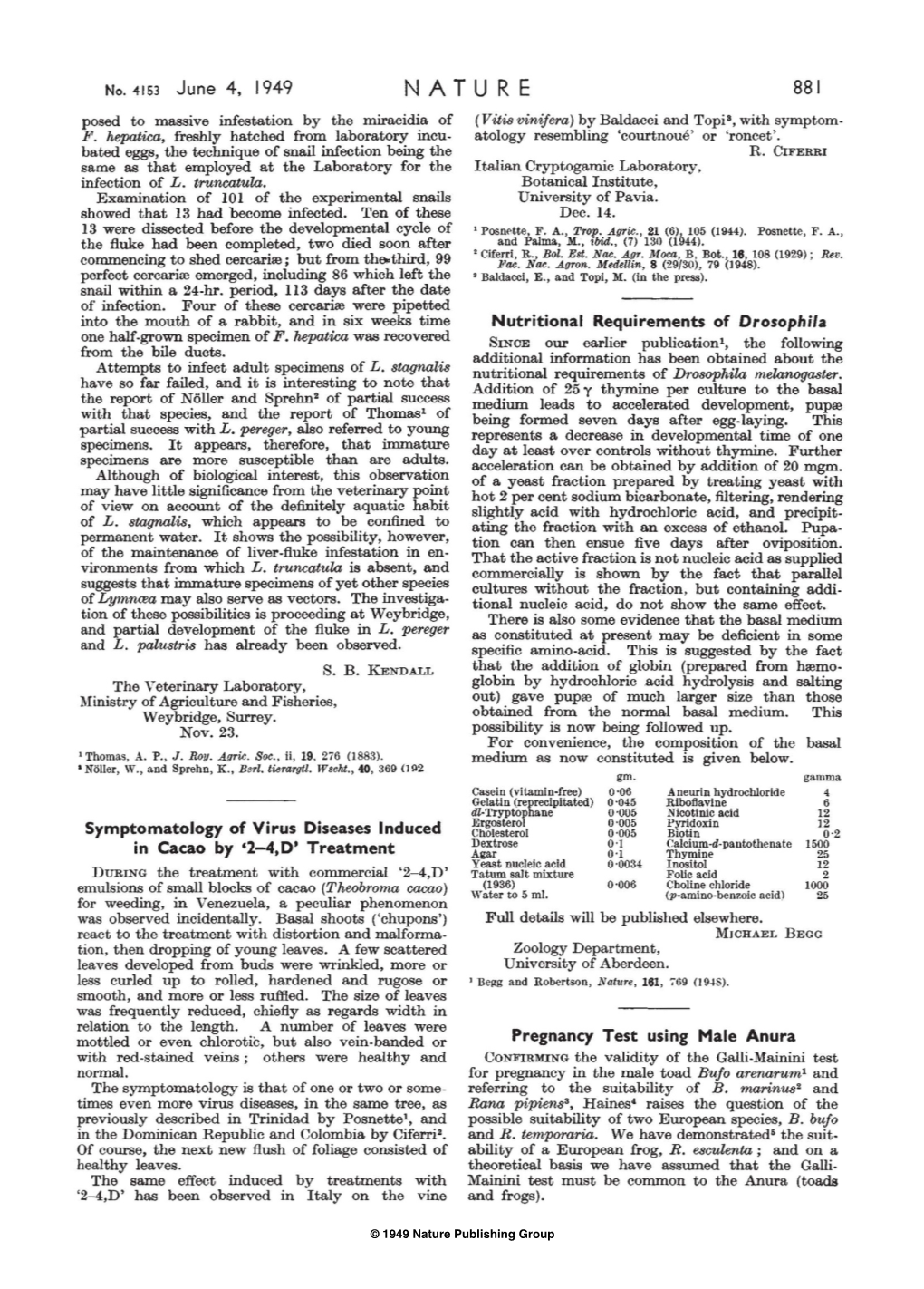 Symptomatology of Virus Diseases Induced in Cacao By'2–4, D