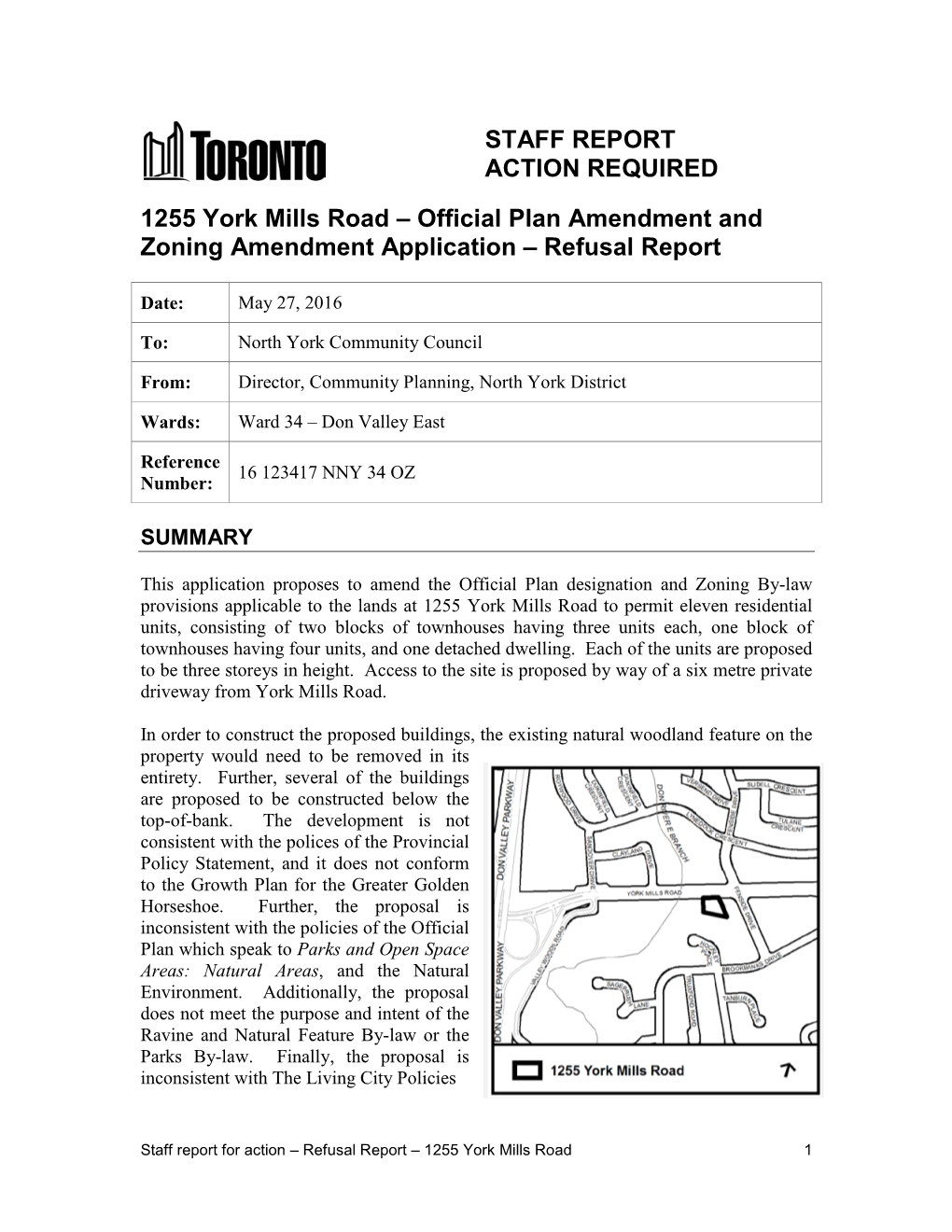 STAFF REPORT ACTION REQUIRED 1255 York Mills Road
