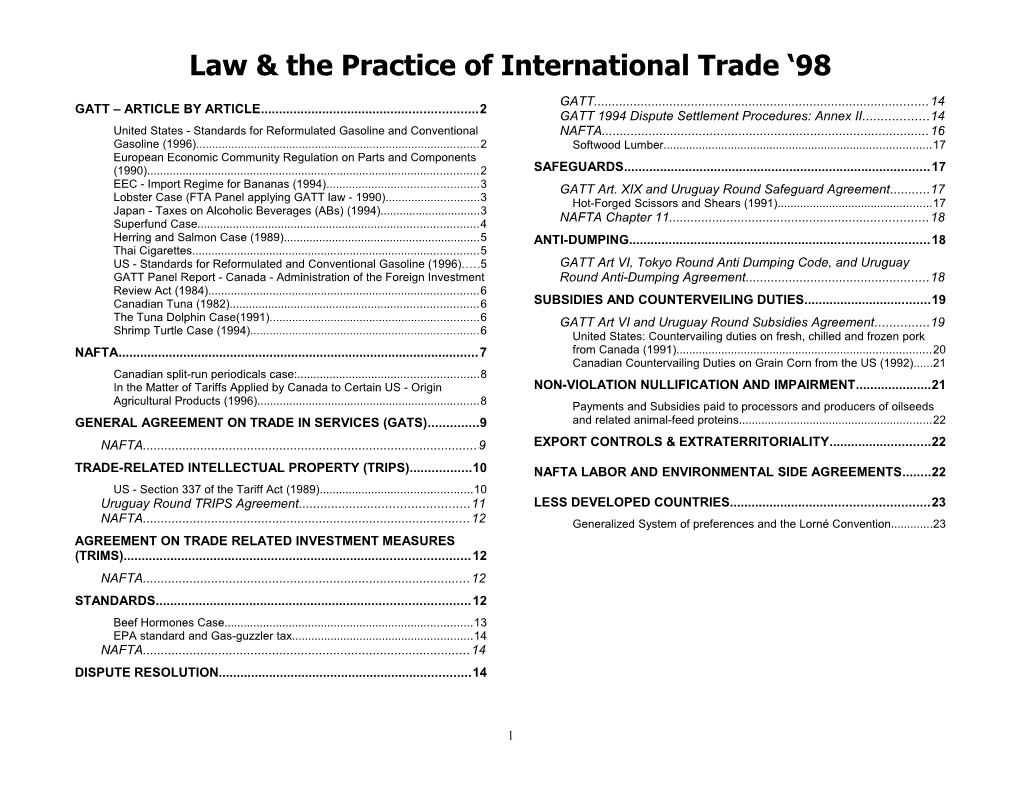 Law & the Practice of International Trade 98