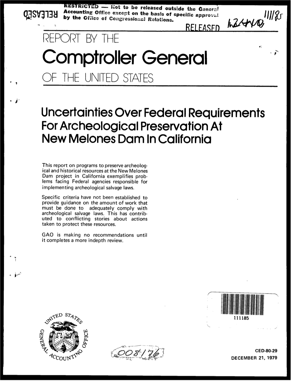 CED-80-29 Uncertainties Over Federal Requirements For