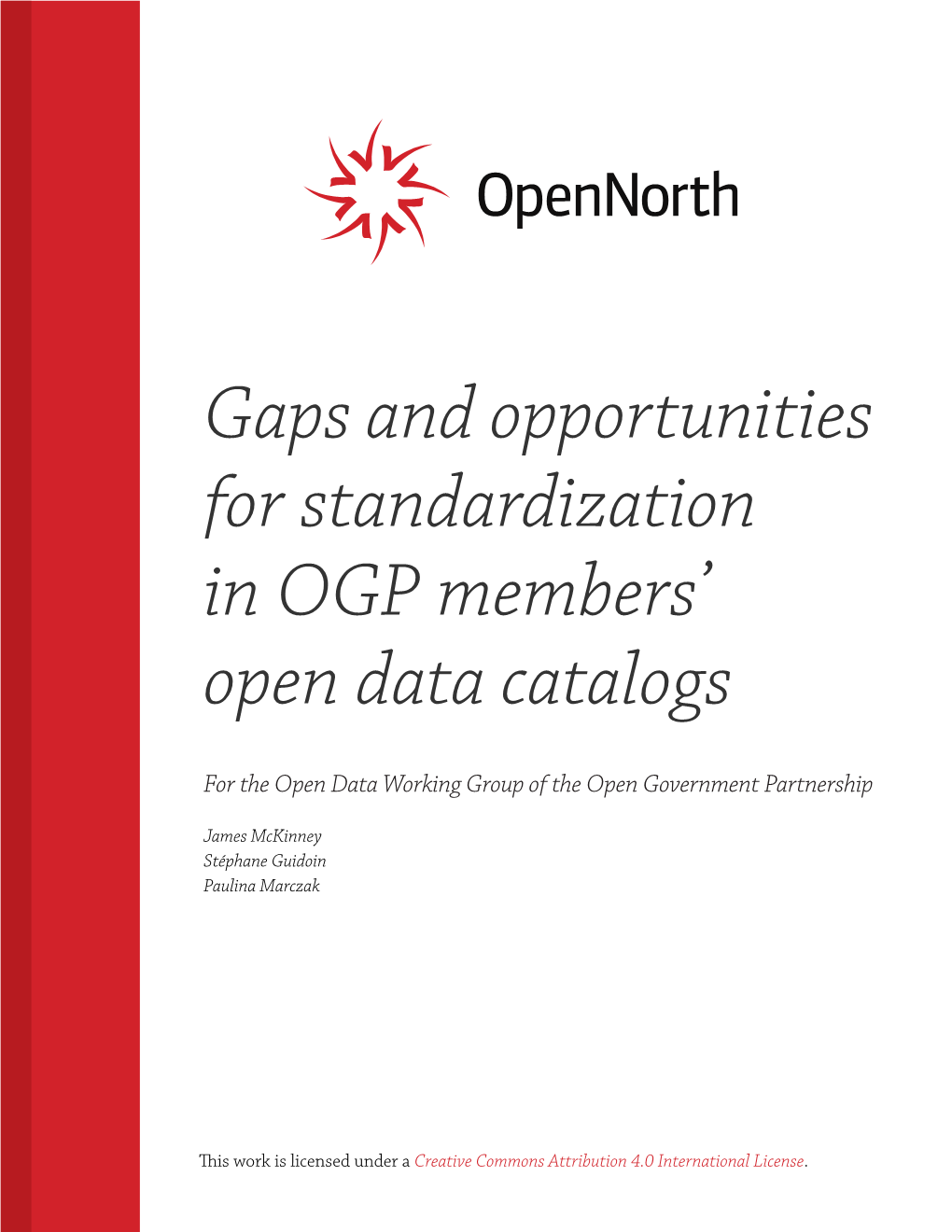 Gaps and Opportunities for Standardization in OGP Members’ Open Data Catalogs