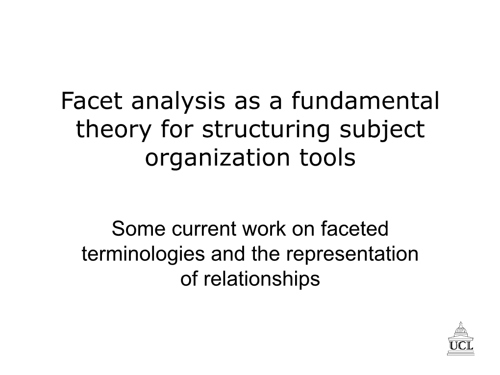 Facet Analysis and the Museum Object